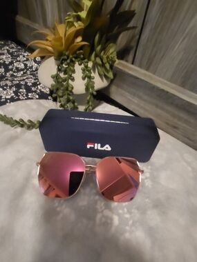 Fila Women's Rose Gold Mirrored Aviator Sunglasses